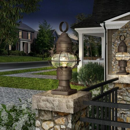 Designers Fountain Nantucket 1-Light Rustique Steel Line Voltage Outdoor Weather Resistant Post Light 1766-RT